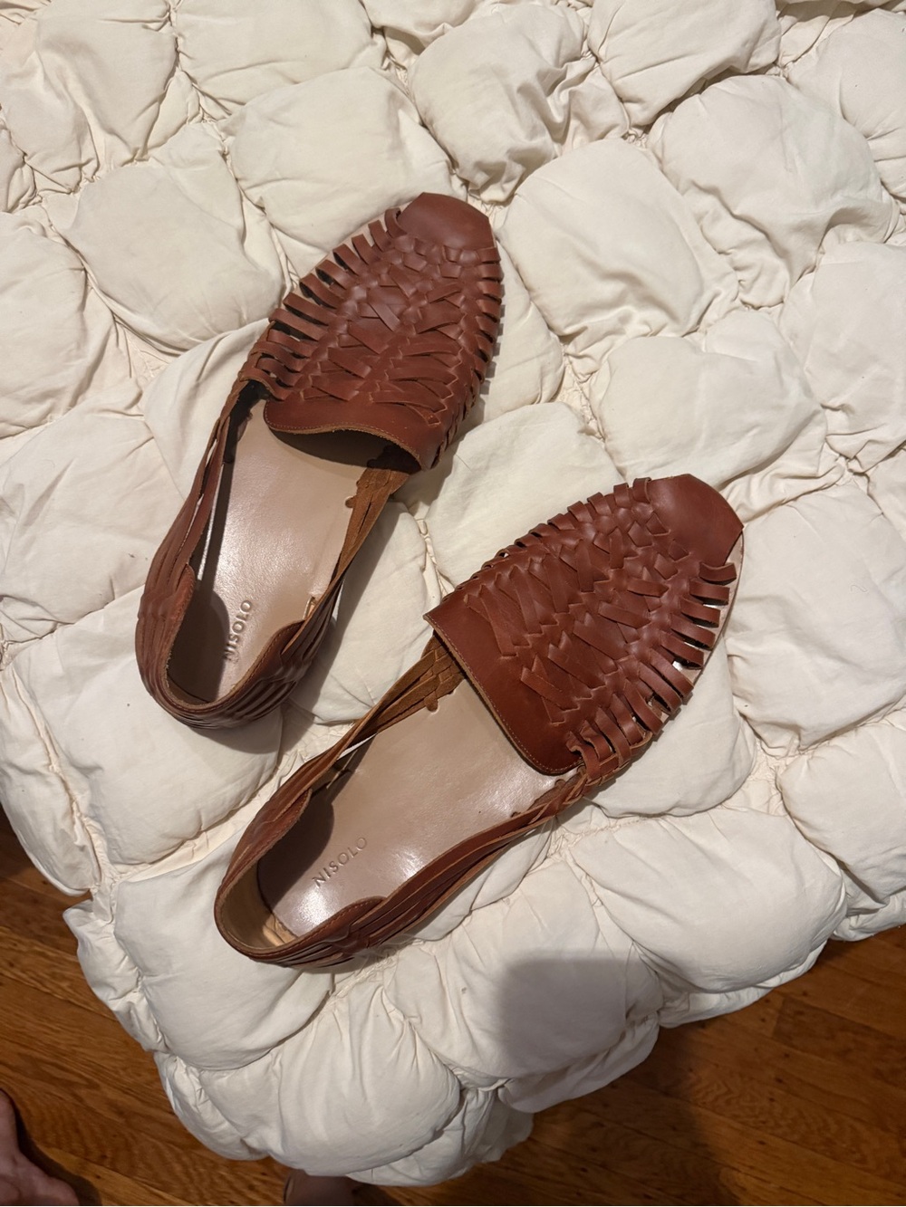 Nisolo Brown Woven Leather Huarache Sandals / Slip-On Loafers Size 13